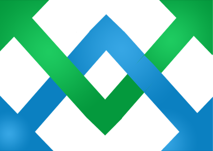 The CollabMart mark: a green supply arrow and a blue demand arrow interwoven